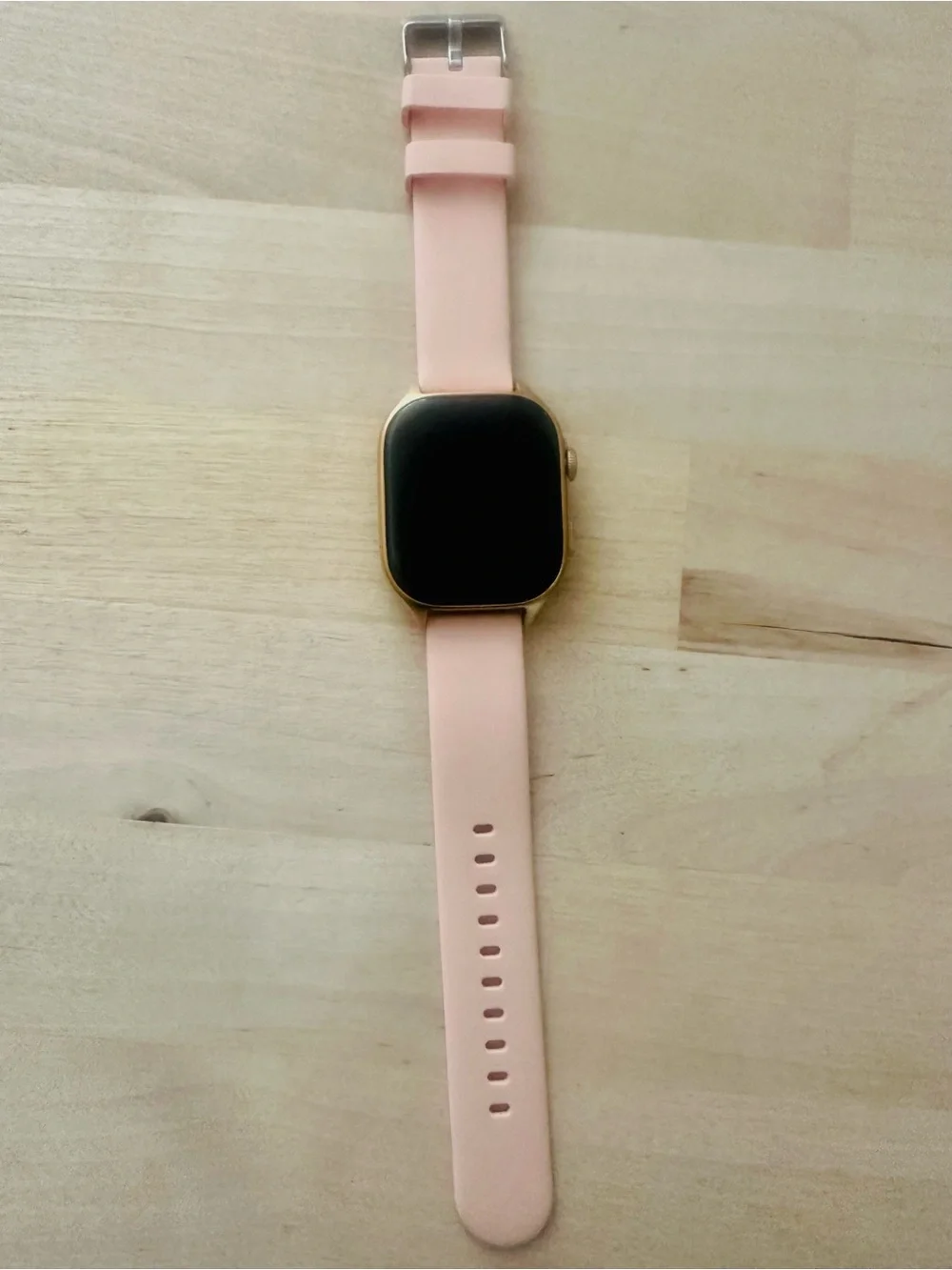 Rose Gold Case Smartwatch with Pink Silicone Band
